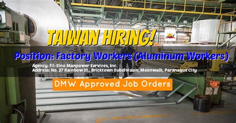 DMW Approved Jobs for Factory Workers under Fil.